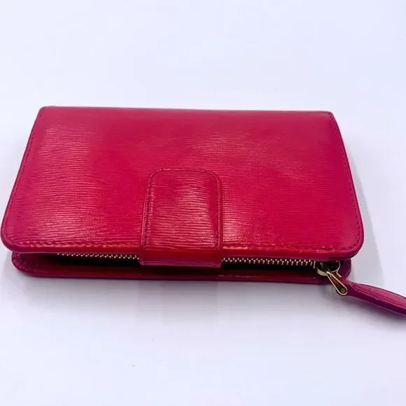 Auth PRADA Small Bifold Fucshia Saffiano Leather Wallet Preloved Very Good - Picture 4 of 13